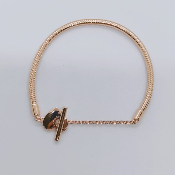 Pandora Moments Heart T-Bar Snake Chain Bracelet, Gold-Plated - Picture 5 of 9
